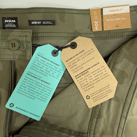 Prana Halle Shorts Plus II 20W/07 Sage Camouflage Green 7" Inseam Mid Rise - Picture 5 of 6